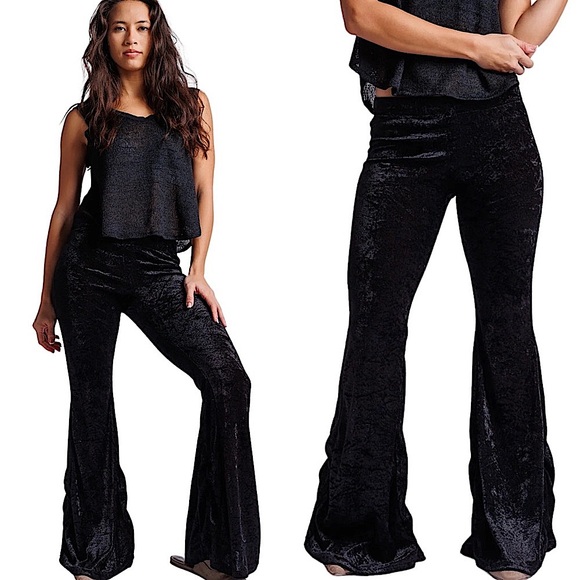 Kucoon Designs Black Velvet Flair Pants - Picture 1 of 15